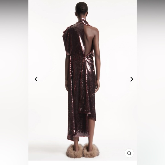 AWAKE ASYMMETRIC DRAPED DRESS BURGUNDY 40FR 6-8US - Picture 6 of 9